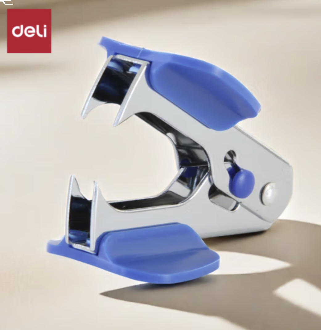 得力(deli)12#高效便捷起钉器 带安全锁 办公用品 蓝色0231