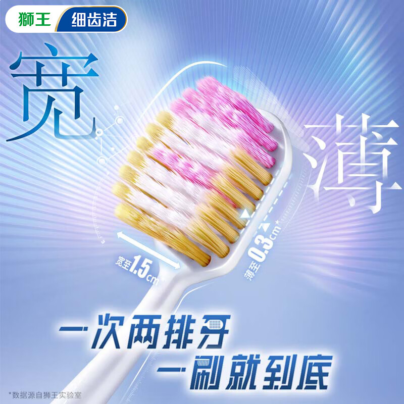狮王（Lion）细齿洁61孔宽薄珍珠白软毛牙刷宽头成人深洁齿缝刷净智齿1支装