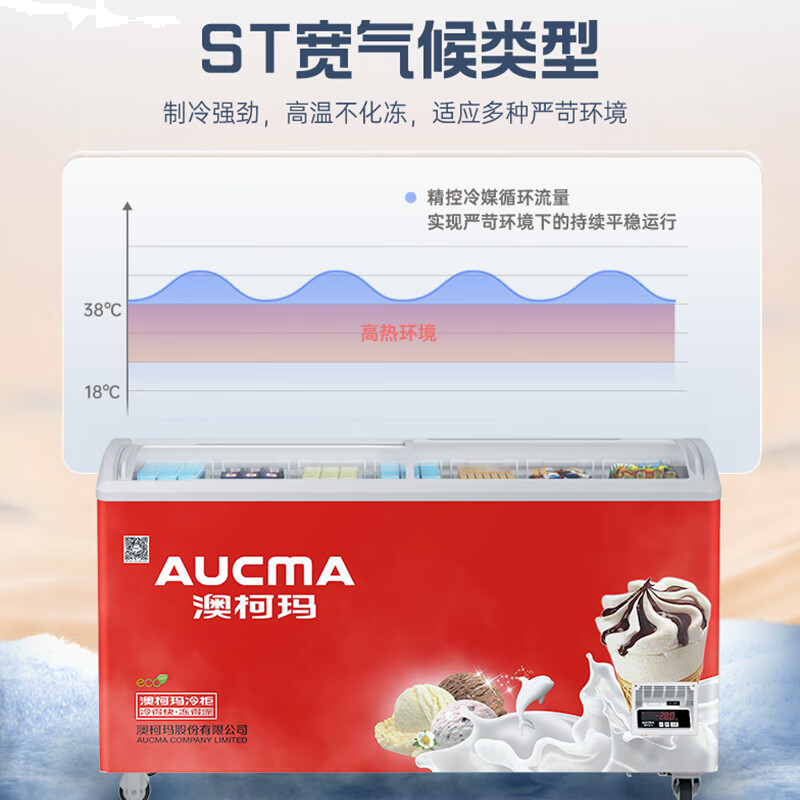 澳柯玛516升商用卧式冷冻柜雪糕柜 大容量展示柜零下28度 SD-516CG