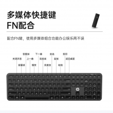惠普（HP）K241L办公剪刀脚轻薄办公键盘 104全键有线键盘