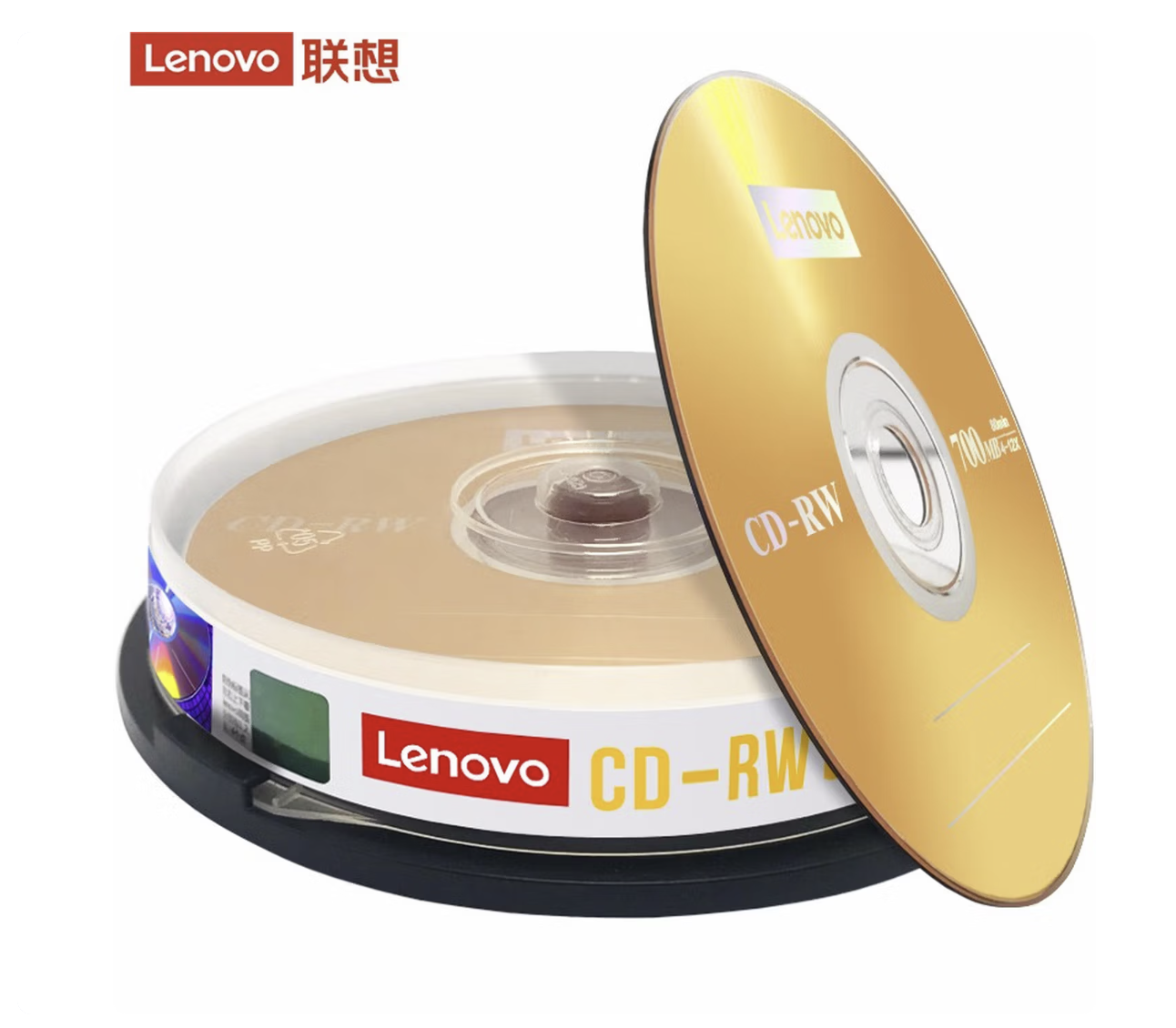 联想（Lenovo）CD-RW 空白光盘/刻录盘 4-12速700MB 台产档案系列 桶装10片 可