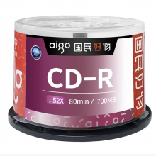 爱国者（aigo）CD-R 光盘/刻录盘 52速700MB 炫彩系列 桶装50片 空白光盘
