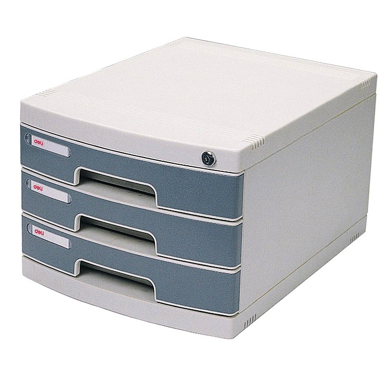 得力 8833 文件柜带锁桌面文件柜 桌面盒395ｘ302ｘ218m (单位:只) 浅灰色