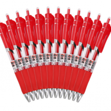 晨光(M&G)K35红色0.5mm经典子弹头中性笔按动签字笔水笔