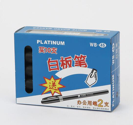 白金（PLATINUM） 白板笔可擦白板笔 易擦拭白板书写笔 办公文具WB-45 黑色