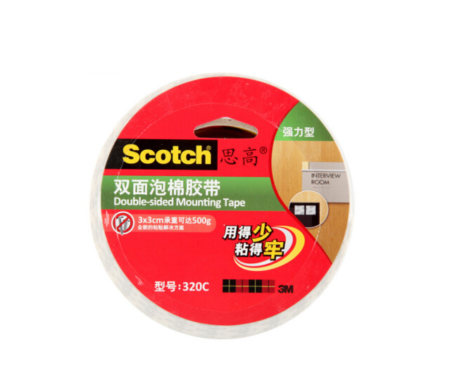 思高（Scotch）320C 双面泡棉胶带(强力型)18mm*5.5m 1卷/袋