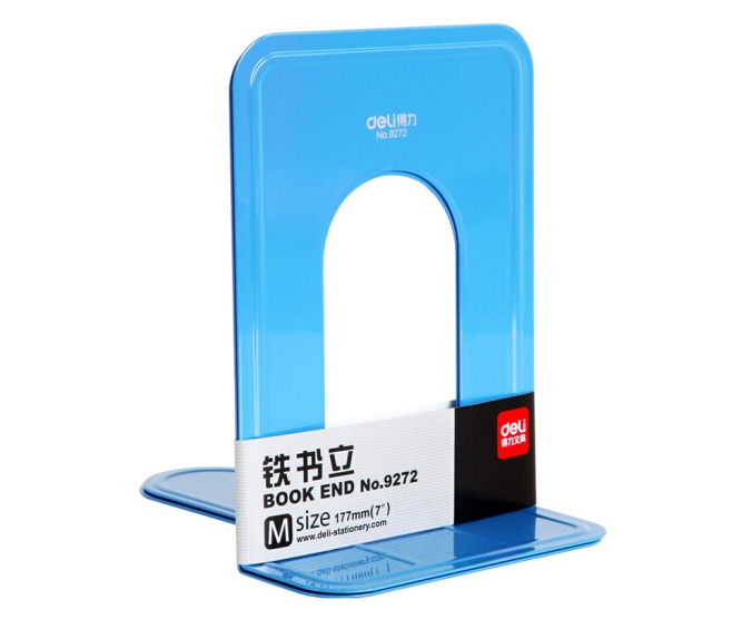 得力（Deli）9272-中号铁书立177mm 2片/付 7寸 蓝色